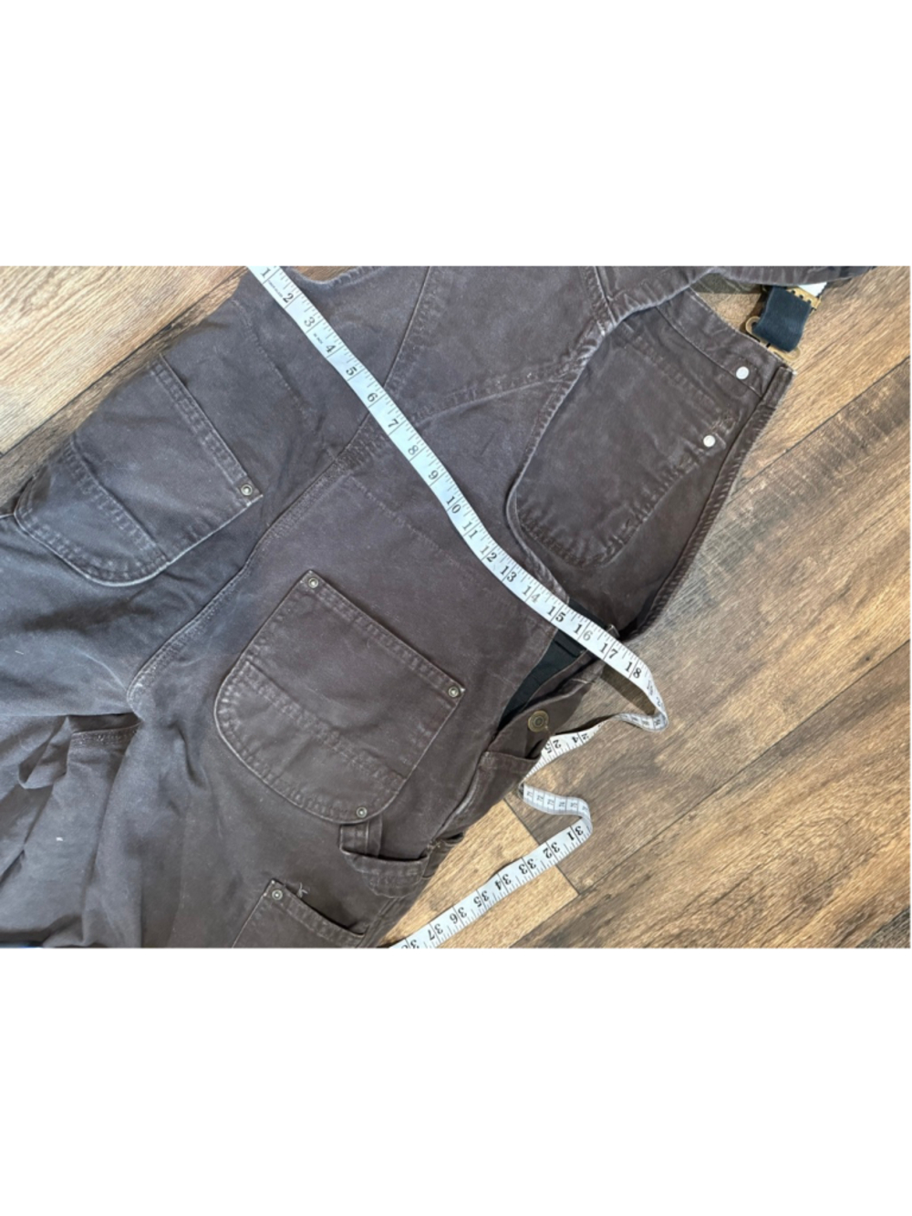 Men's Carhartt Overalls Waist 34 Brown Black Insulated - Picture 6 of 12
